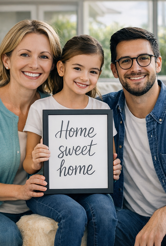 Happy family celebrating homeownership and home insurance protection in Cairns Queensland.