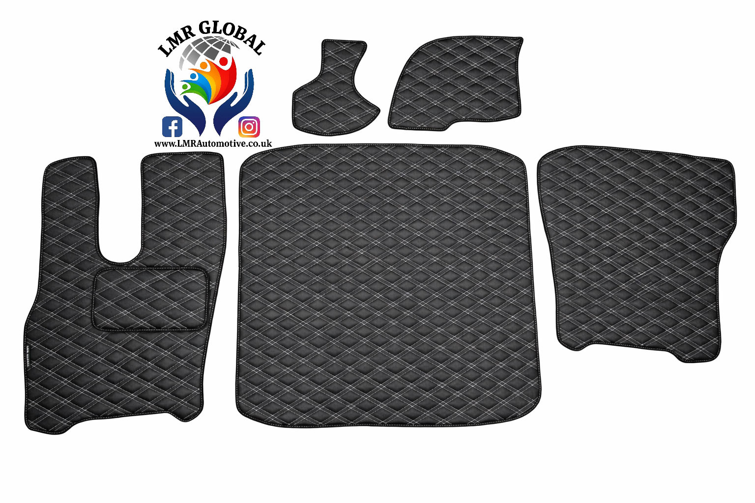 DAF XG LHD Leatherette white double stitch diamond