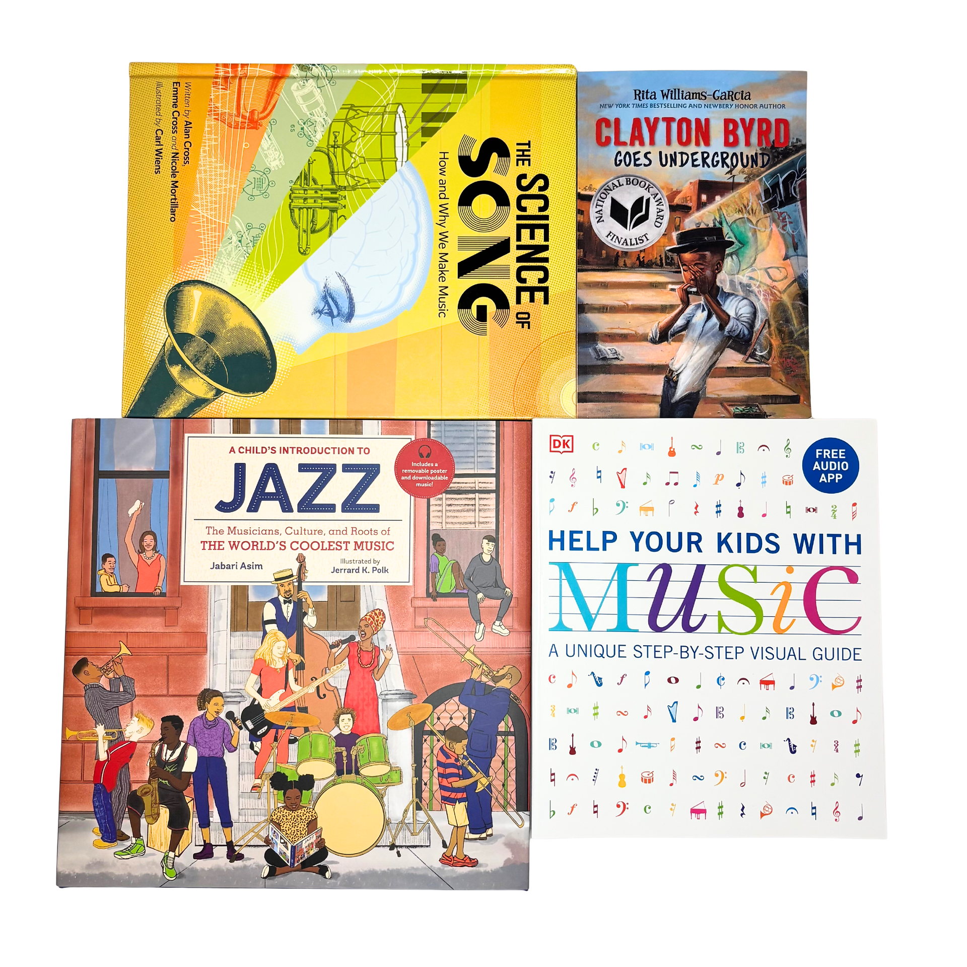 Intermediate 1 Book Bundle (The Science of Song, A Child's Introduction to Jazz, Help Your Kids with Music, Clayton Byrd Goes Underground