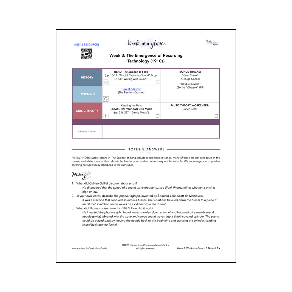 Curriculum Guide Week-at-a-Glance