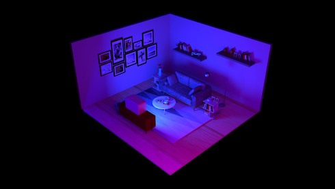 Isometric view of living room