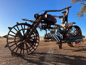 Racing the Indian Pacific to the pub.