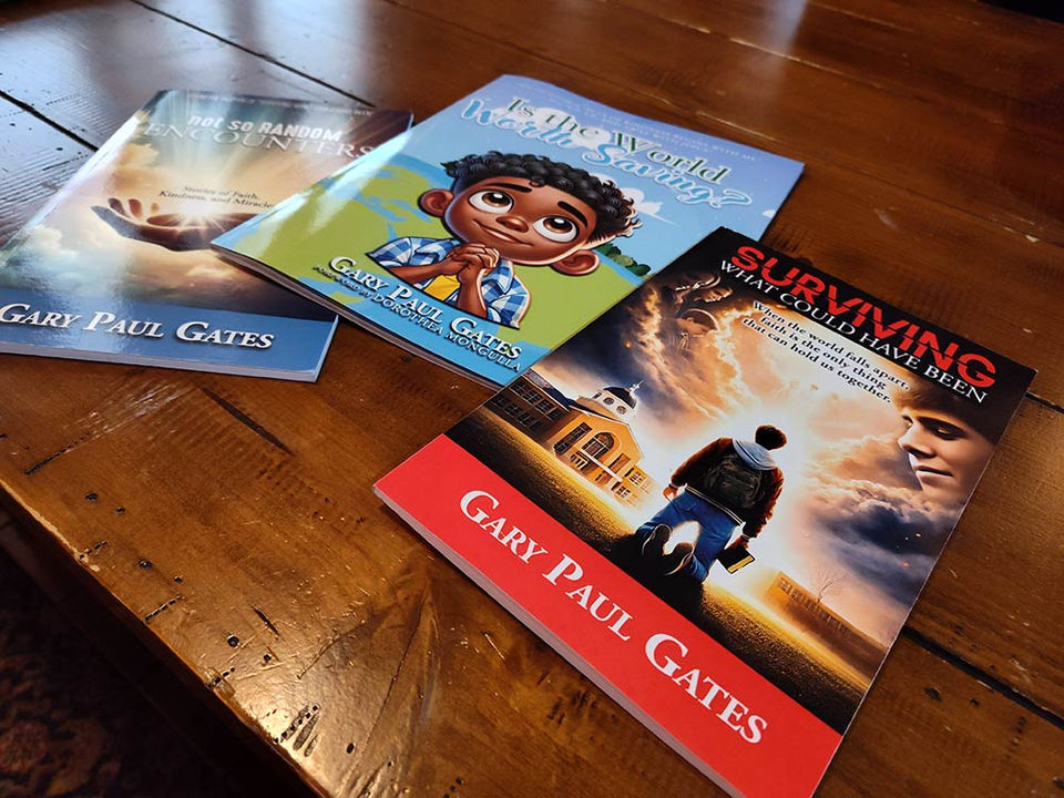 My books on a coffee table