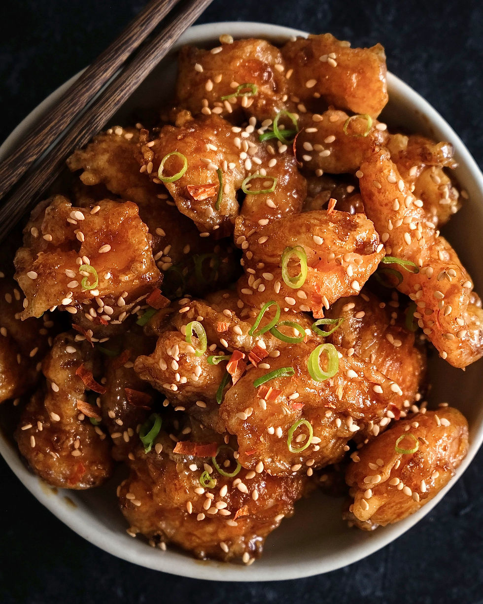 chinesische Garnelen in Honig-Sesam Glasur