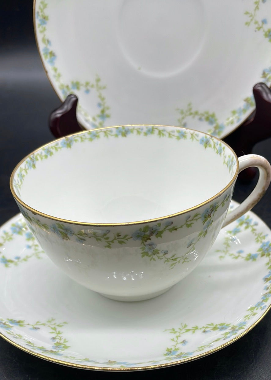 Thumbnail: Limoges Blue Floral Teacup (2)