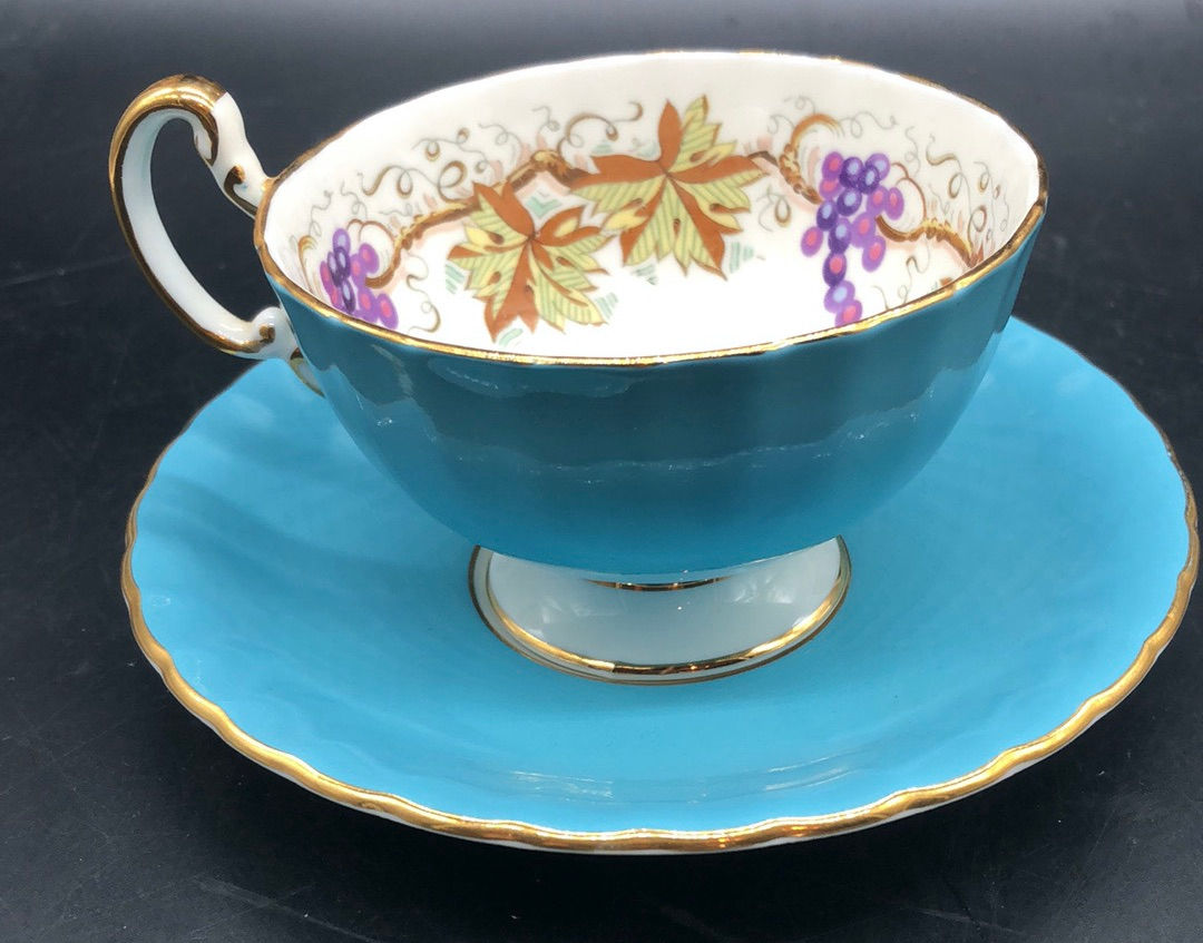 Aynsley Turquoise Grapes Teacup