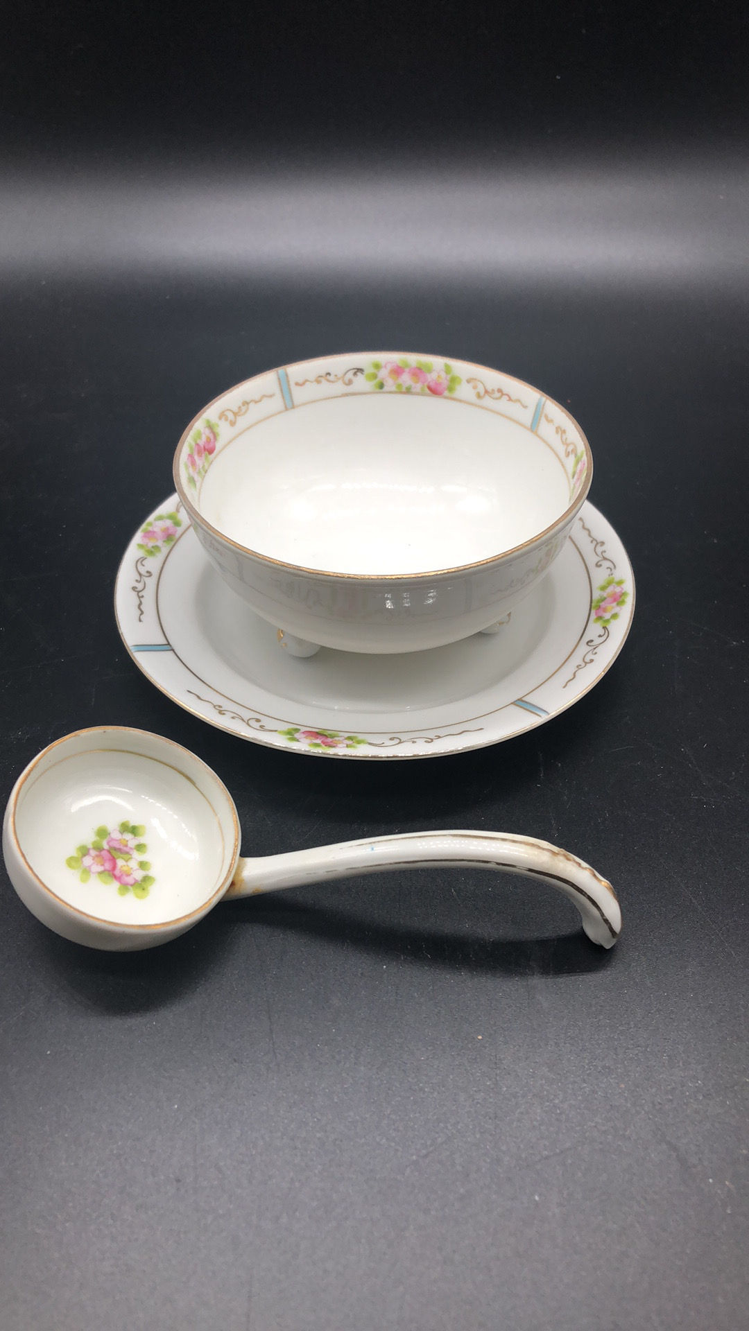 Antique Nipon Sauce Dish, Saucer, Spoon
