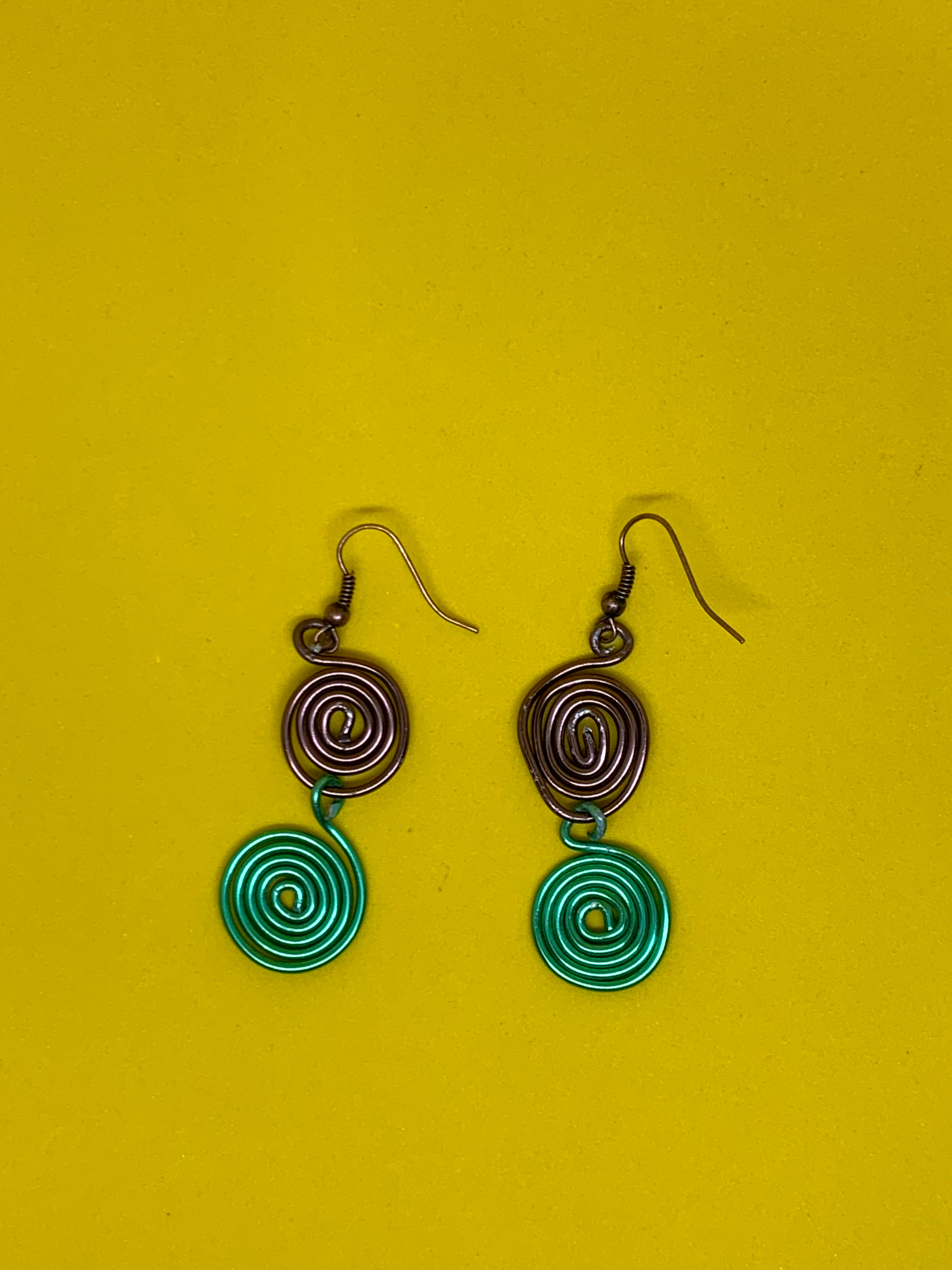 Spiral Earrings - Brown and Green