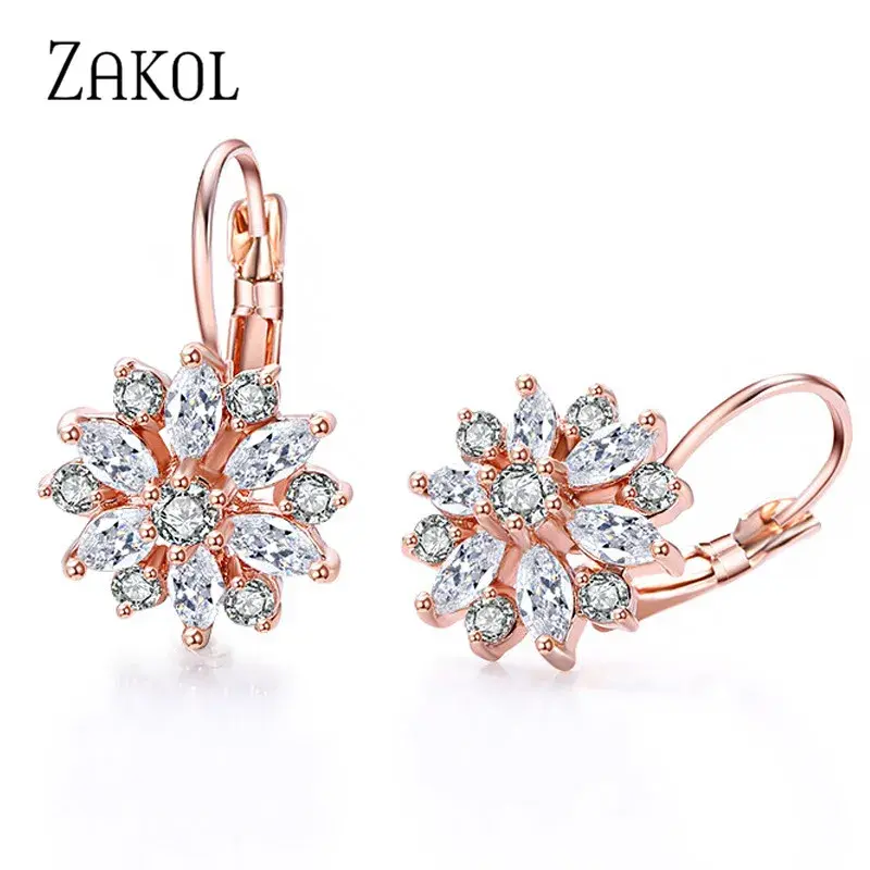 Thumbnail: Rose Gold  Flower Hoop Earrings