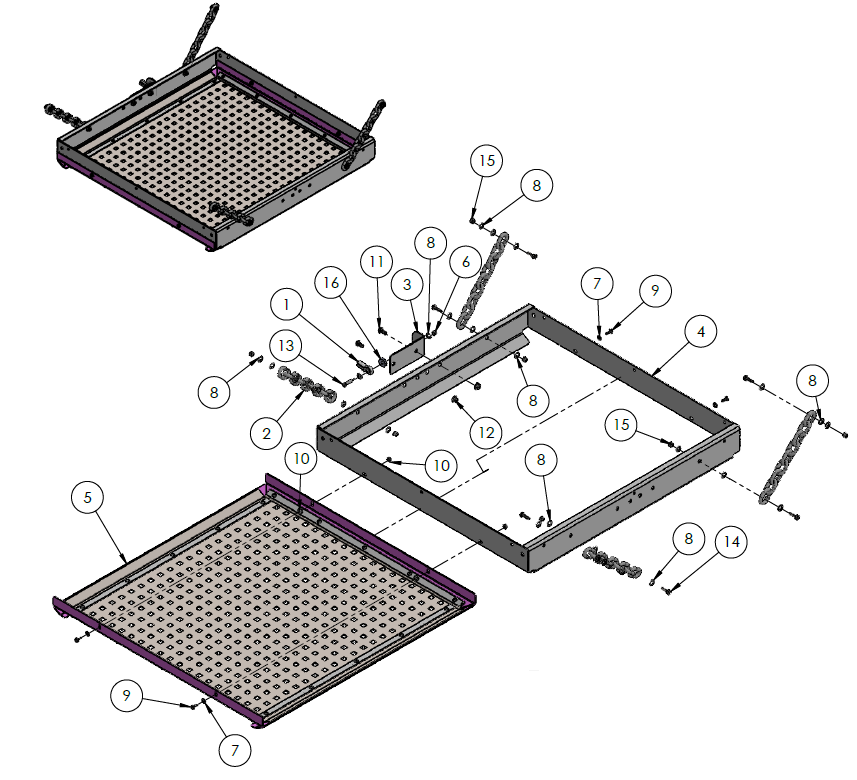 Hanging Shaker Screen Assy. Drawing (DWG. NO. A113-001) (MATL# 18023100).png