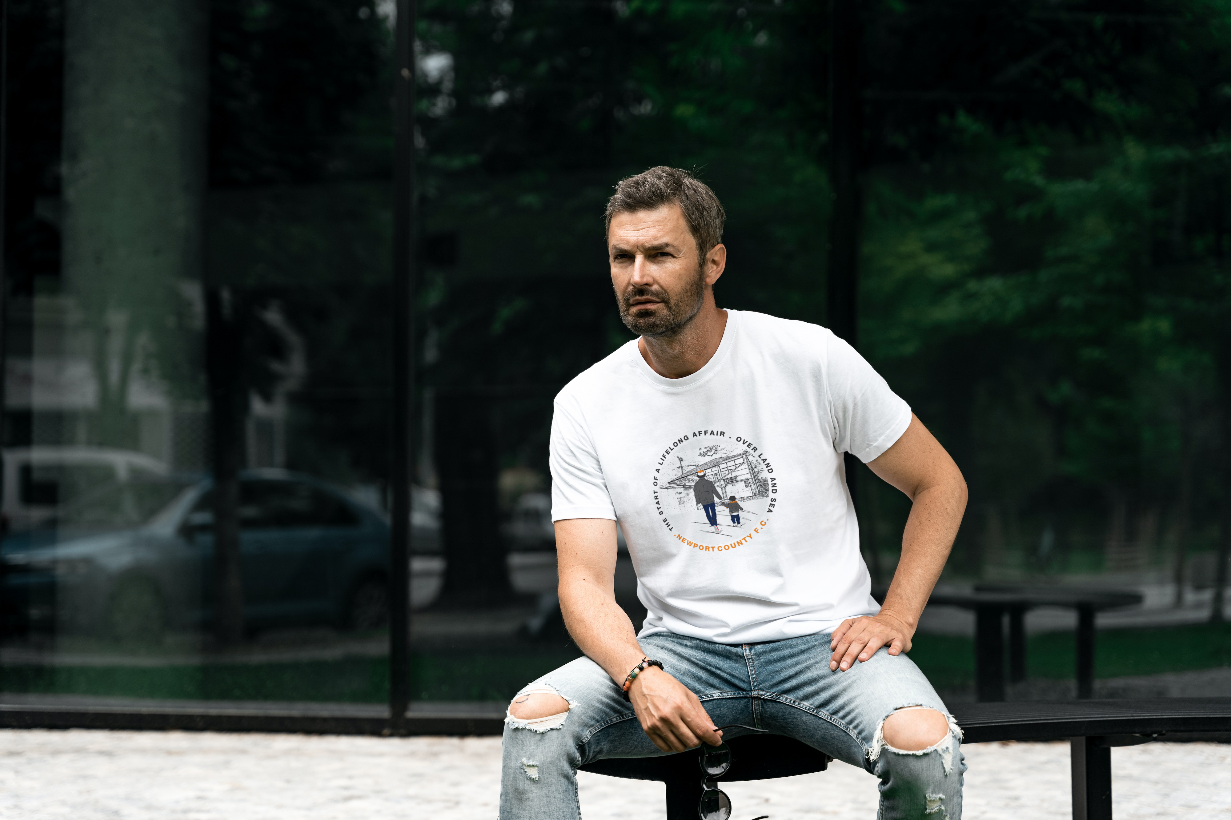 OLAS Newport t-shirt featuring dad and son