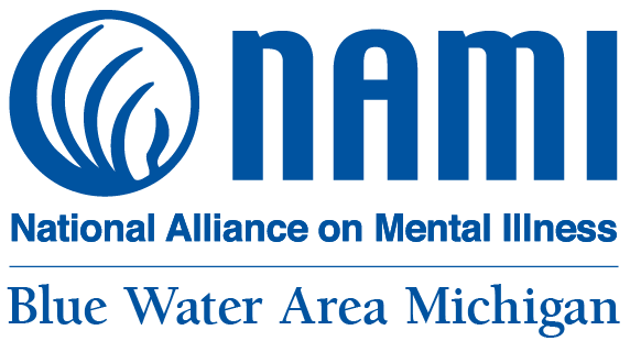 NAMI Blue Water Area logo — free peer-led mental health support for families in St. Clair County, Michigan