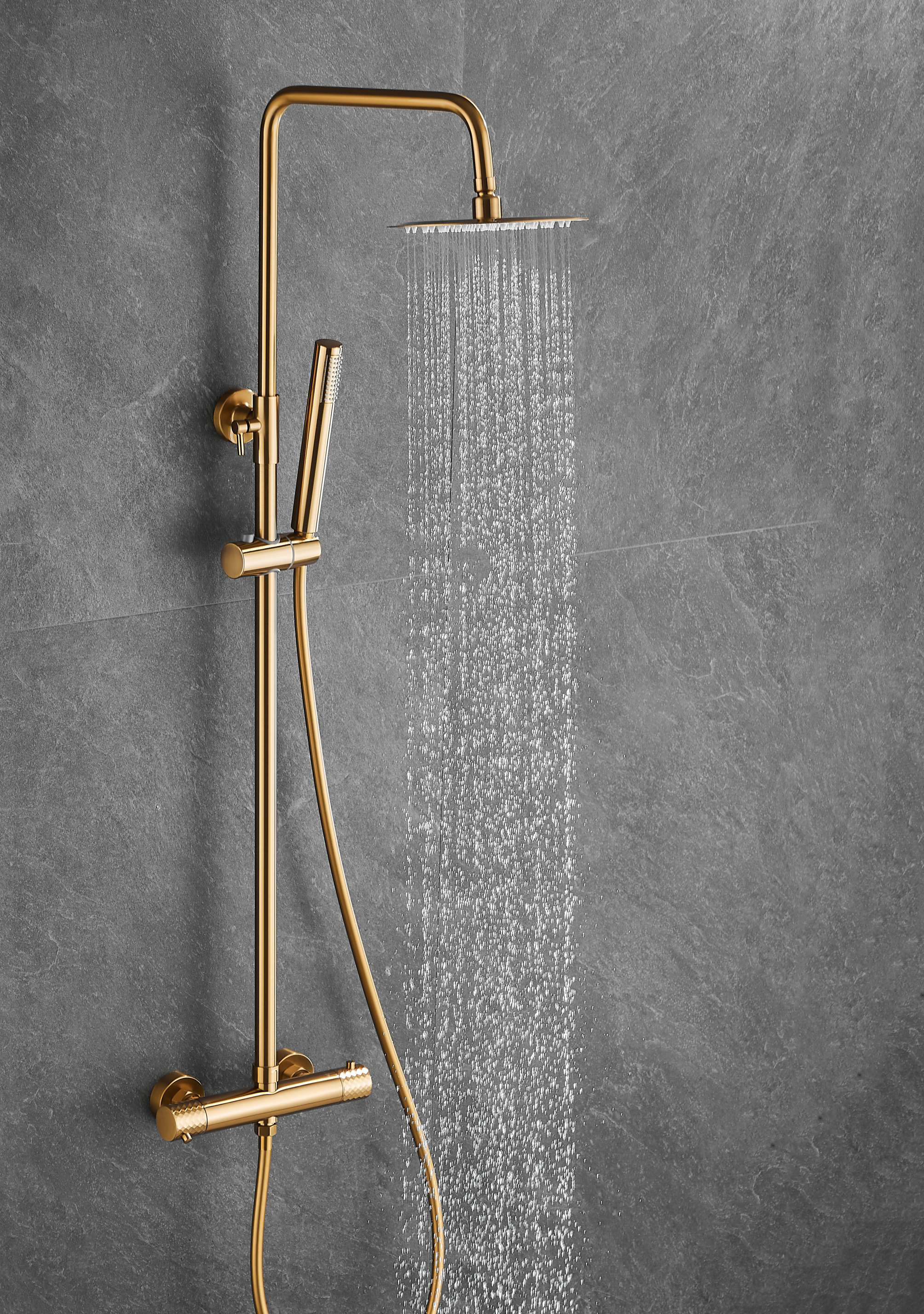 Thermostatic Bath-shower mixer (Gold brush)