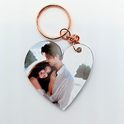 מחזיק מפתחות בצורת לב עם תמונה נסתרת המתגלה באור – בהתאמה אישית