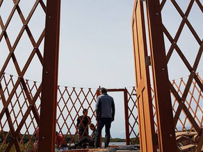Yurt No 1 is going up!