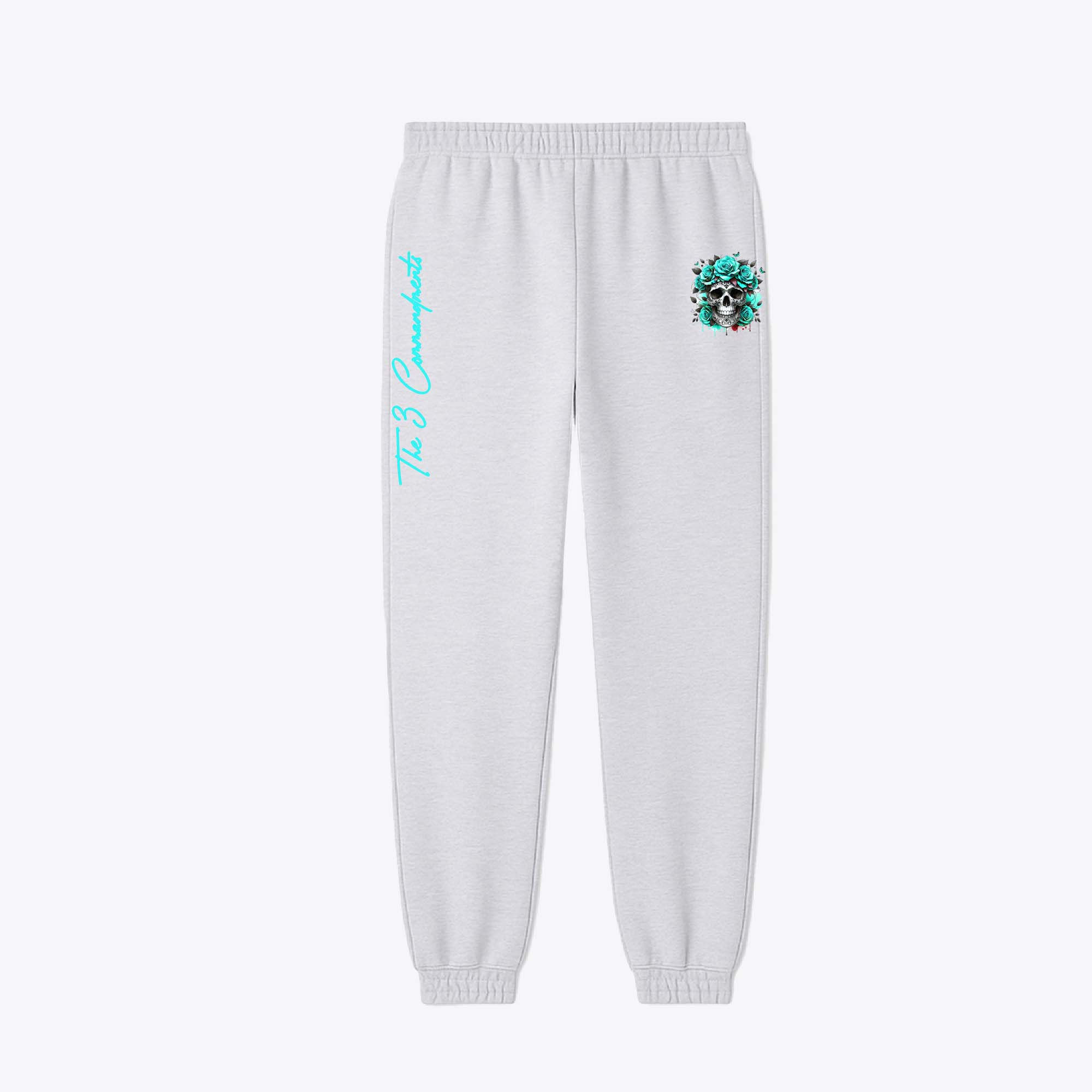 Aqua Skull & Roses Track Pants