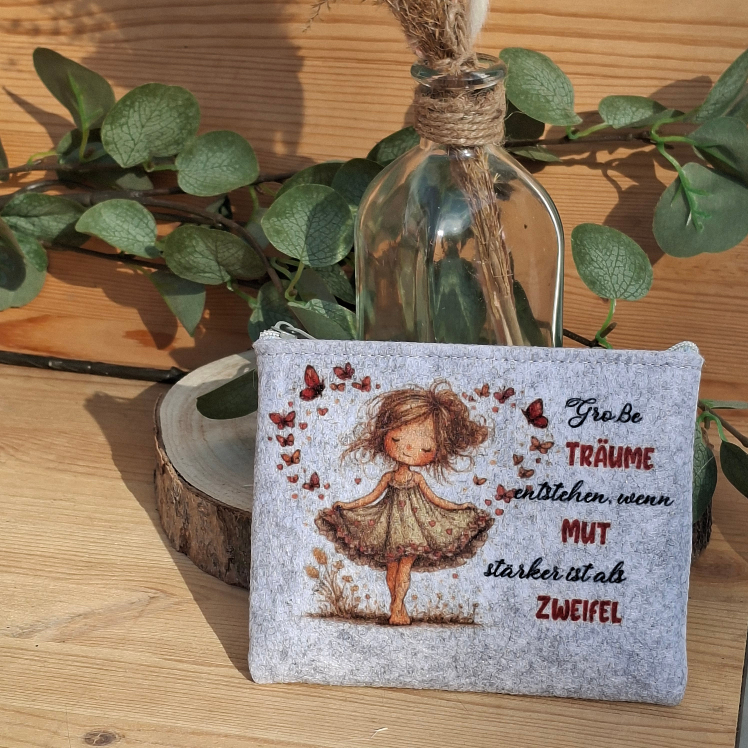 Filztäschchen "Große Träume" 11x14cm