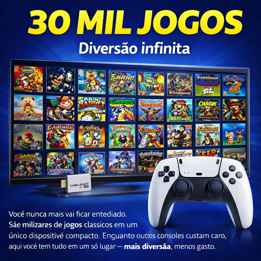 M15 4K TV Game Stick, 64GB Built-in 30000+ Retro Games Console with Wireless Gam