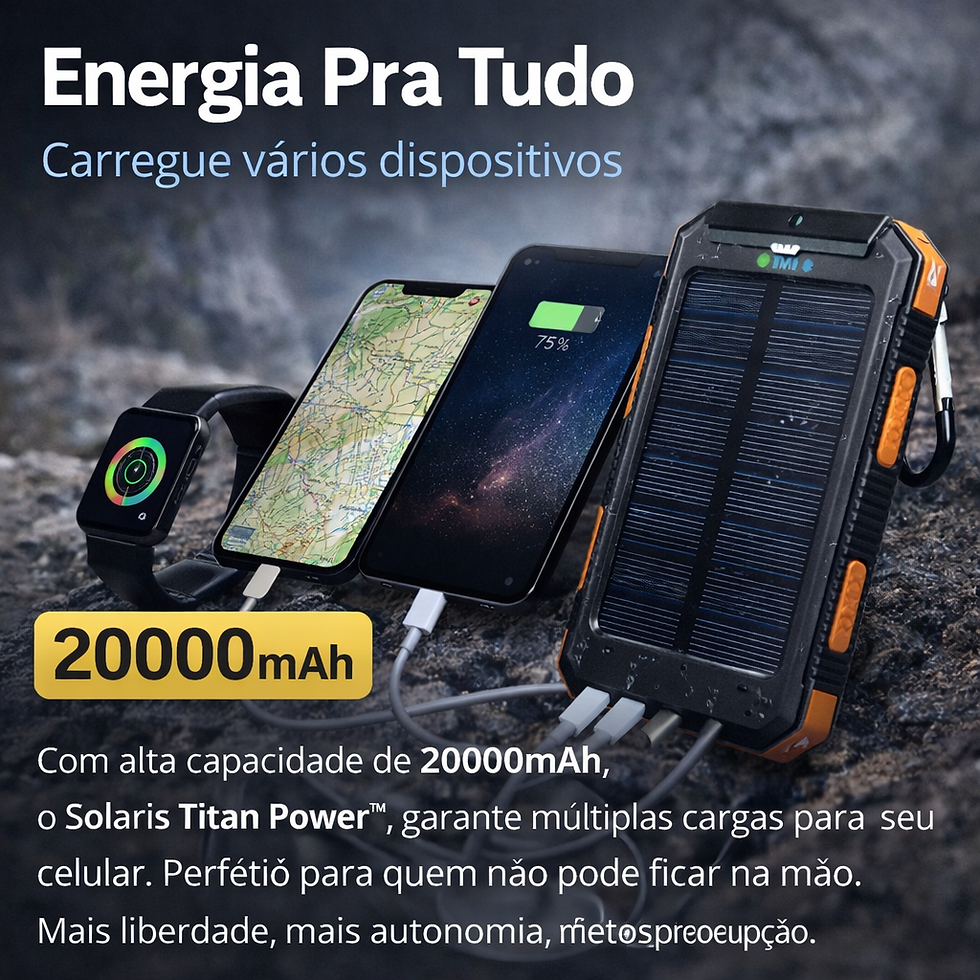 Miniatura: Carregador portátil solar à prova d'água para uso externo com luz de camping par