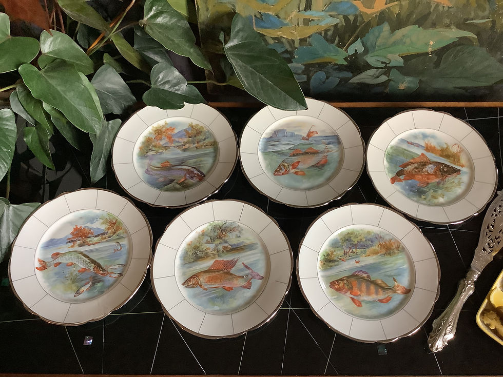 Thumbnail: 6 FISH STARTER PLATES - KPM PORCELAIN - CIRCA 1950