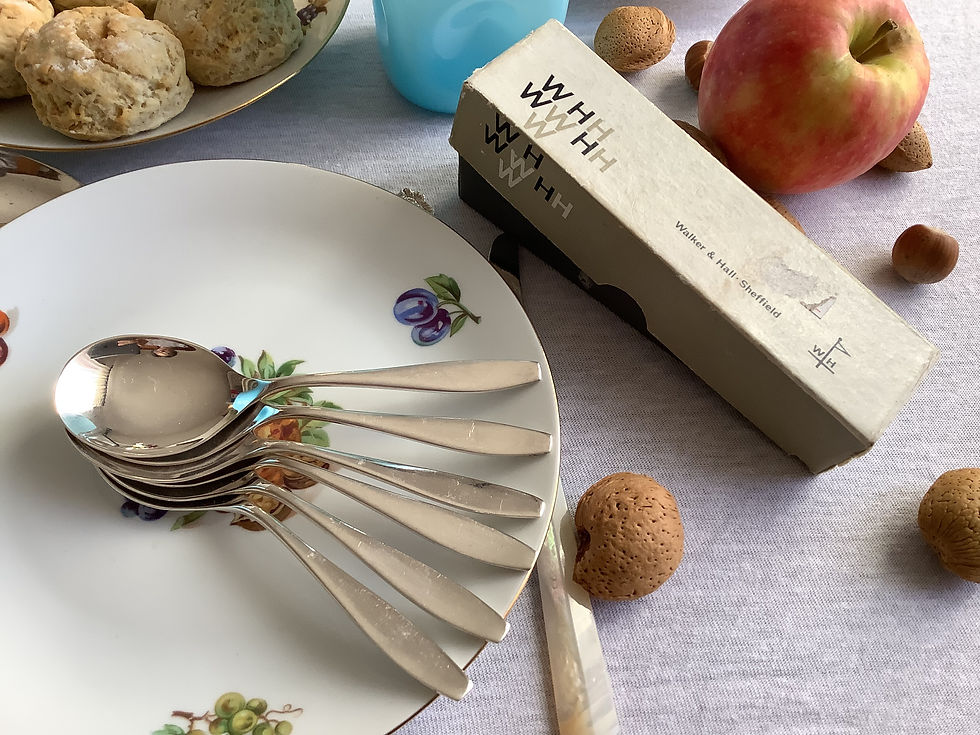 Thumbnail: 6 FRUIT SALAD SPOONS - WALKER & HALL - CIRCA 1950