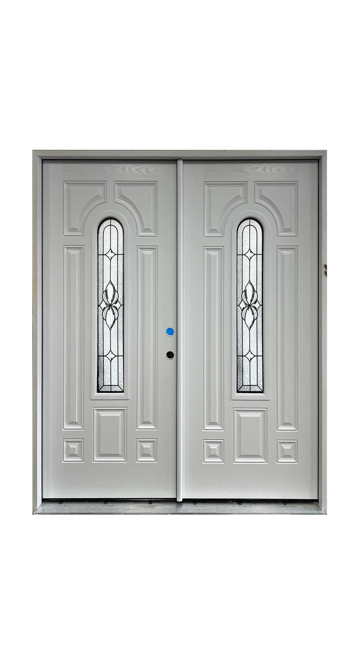 Double Door 2 - 36 in. Cathedral Painted Textured Fiberglass Prehung