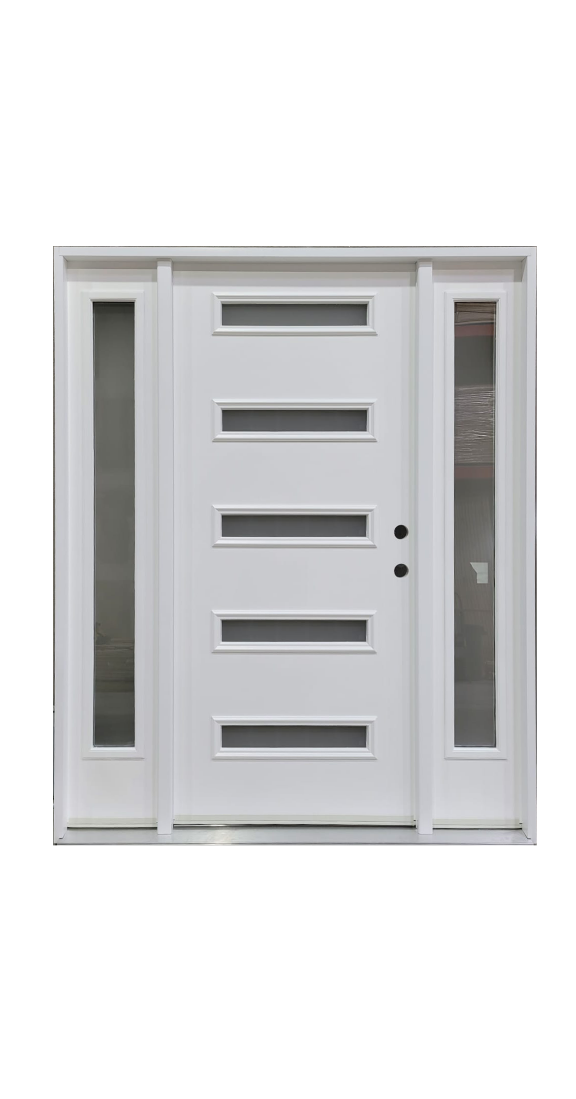 36 in. 5 Frost Light w/sidelights Smooth Fiberglass Prehung