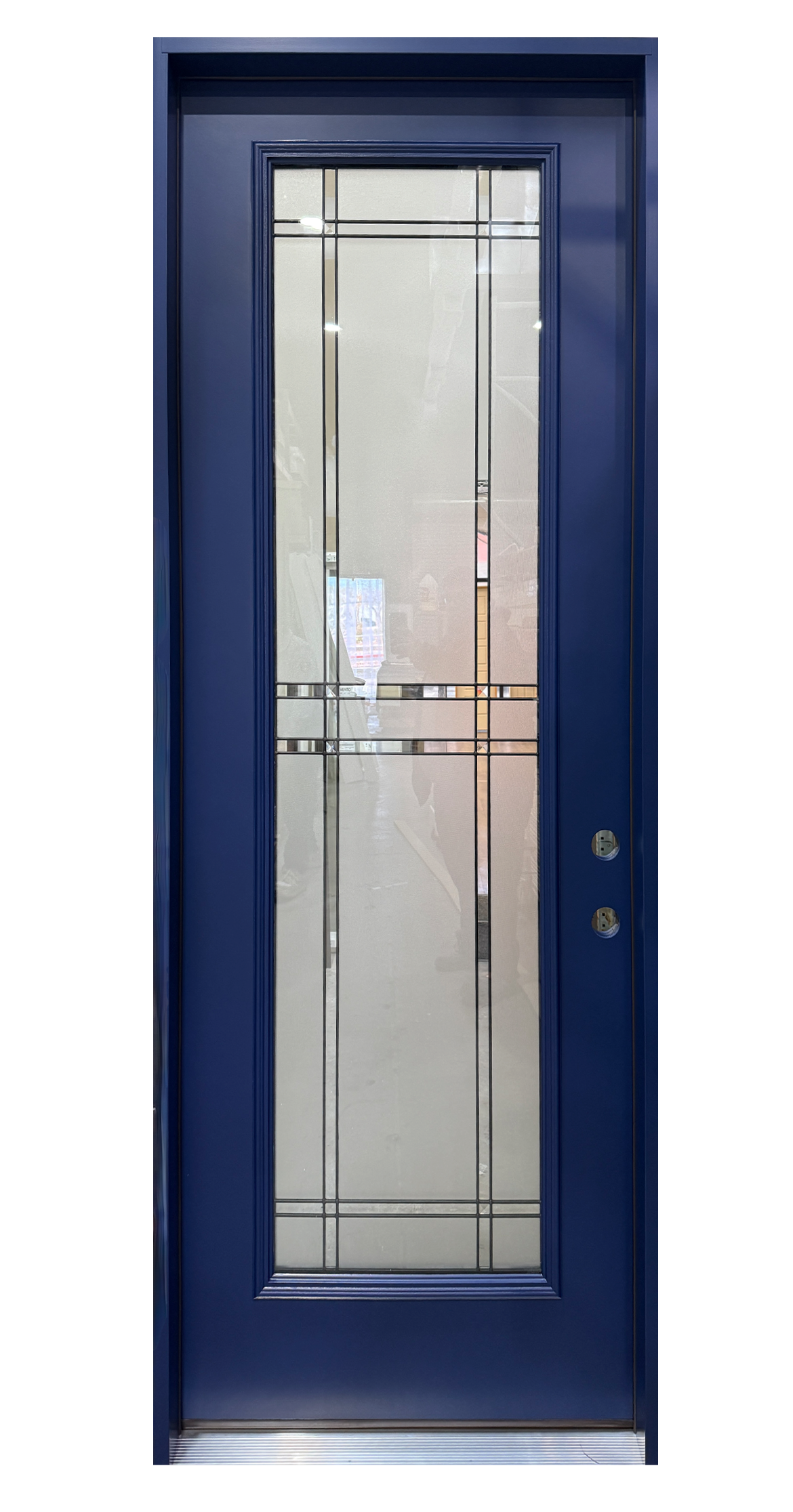 8ft Door 6 Horizontal Lights Painted Fiberglass Prehung