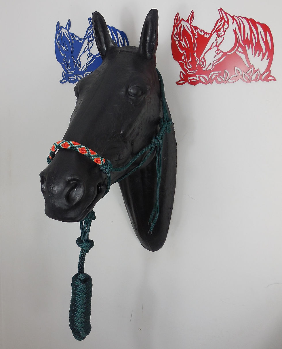 Thumbnail: Beaded Nose Rope Halter With Lead - Aztec