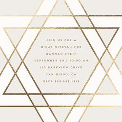 Square Star of David b'nai mitzvah invitation