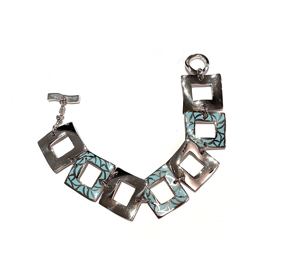 Miniatura: Bracciale Argento Quadri turchese 698353