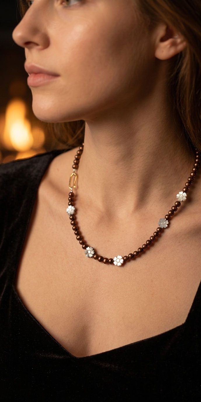 Girocollo Perle Chocolate