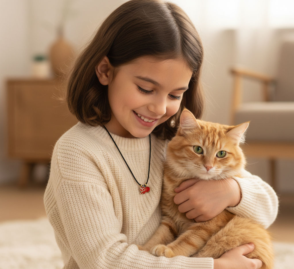 Collana Gatto smaltato con elementi in oro 842954