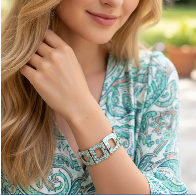 Bracciale Argento Quadri turchese 698353