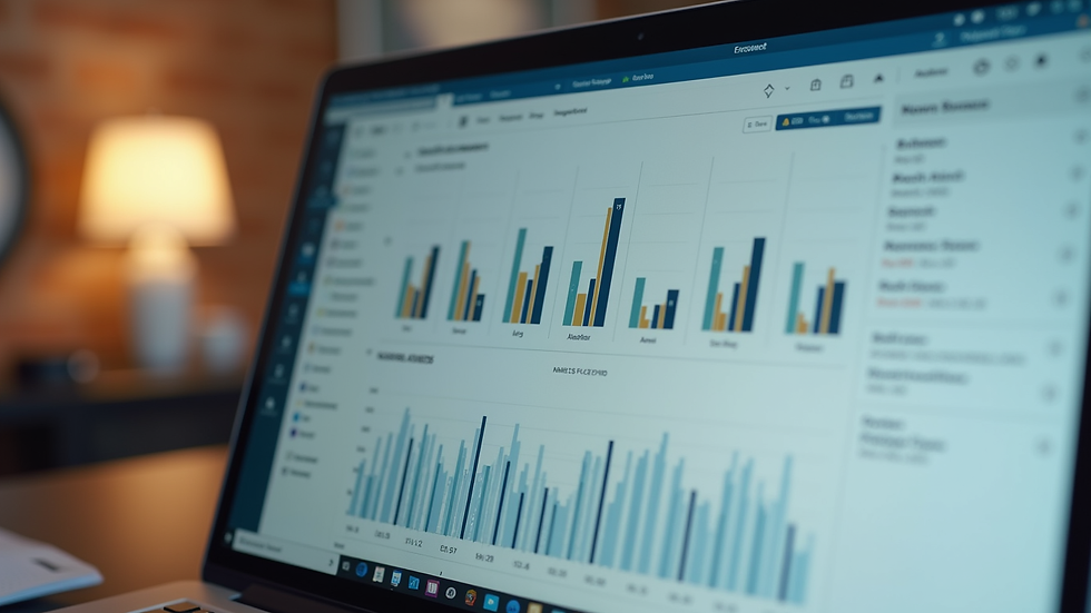 Close-up view of a laptop screen showing accounting software dashboard