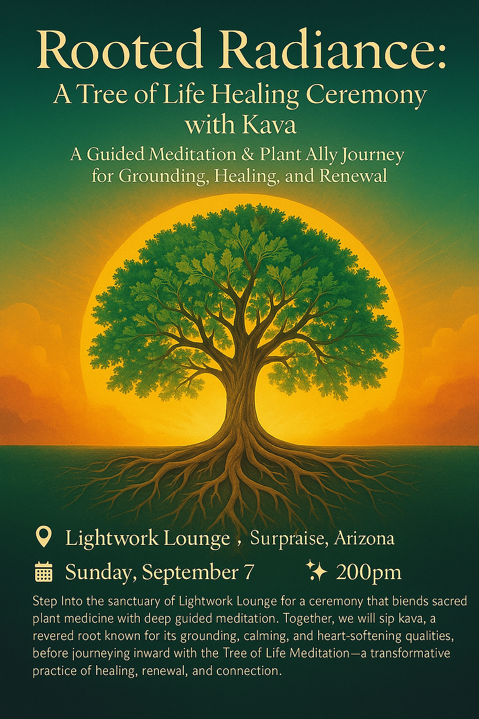đłFull Moon Rooted Radiance: A Tree of Life Healing Ceremony with Kava and Mama Agape