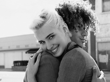 Hugging Couple B&W