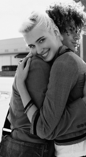 Hugging Couple B&W
