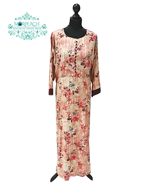 Pink Floral Rayon Kurti (7XL)