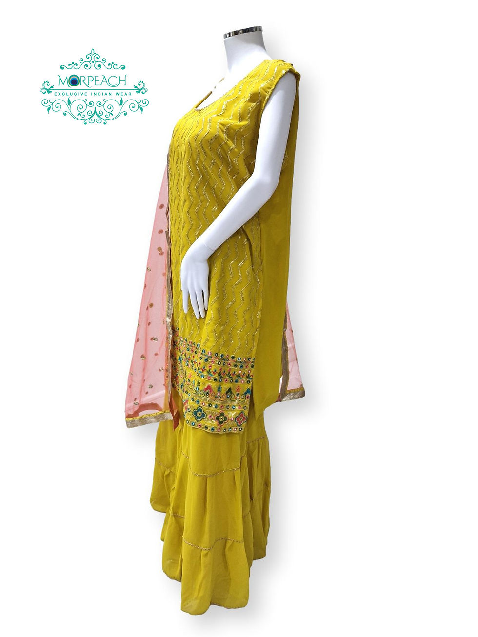 Thumbnail: Yellow Multi Color Sequin Sharara (3XL)