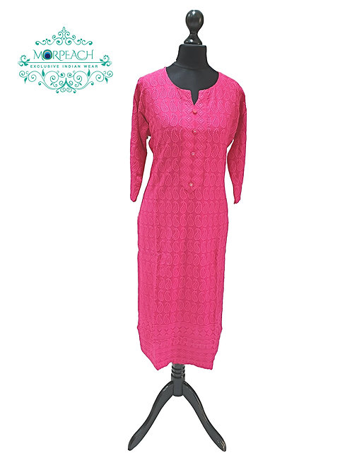 Pink Rayon Lucknowi Kurti (L)