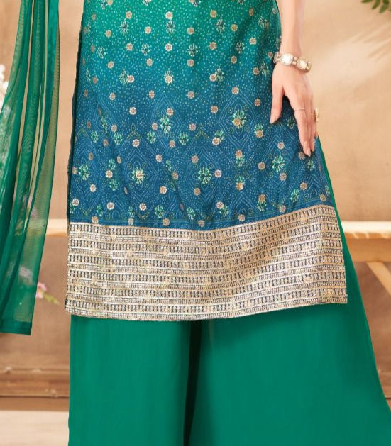 Thumbnail: Green Shaded Straight Cut Dress (R)