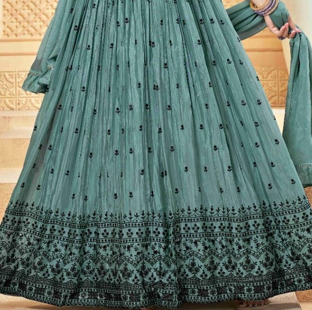 Thumbnail: Blue & Black Soft Chinnon Dress (3XL)