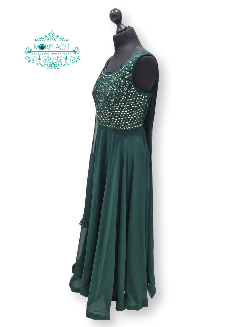 Thumbnail: Dark Green Chiffon Dress (3XL)