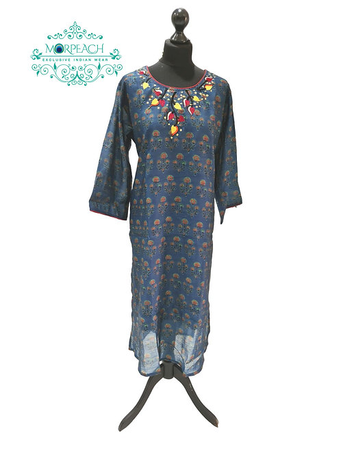 Blue Straight Cut Kurti (5XL)
