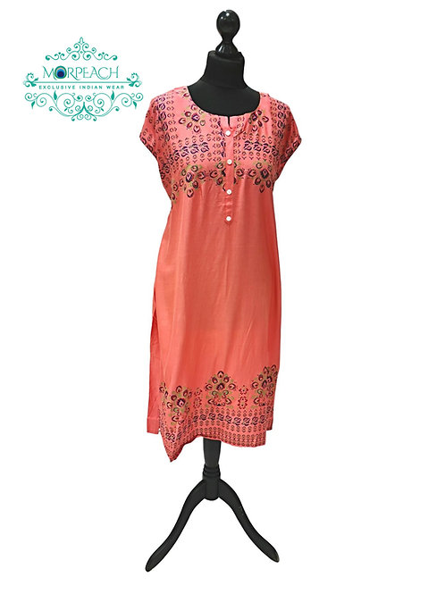 Peach Short Cotton Kurti (7XL)