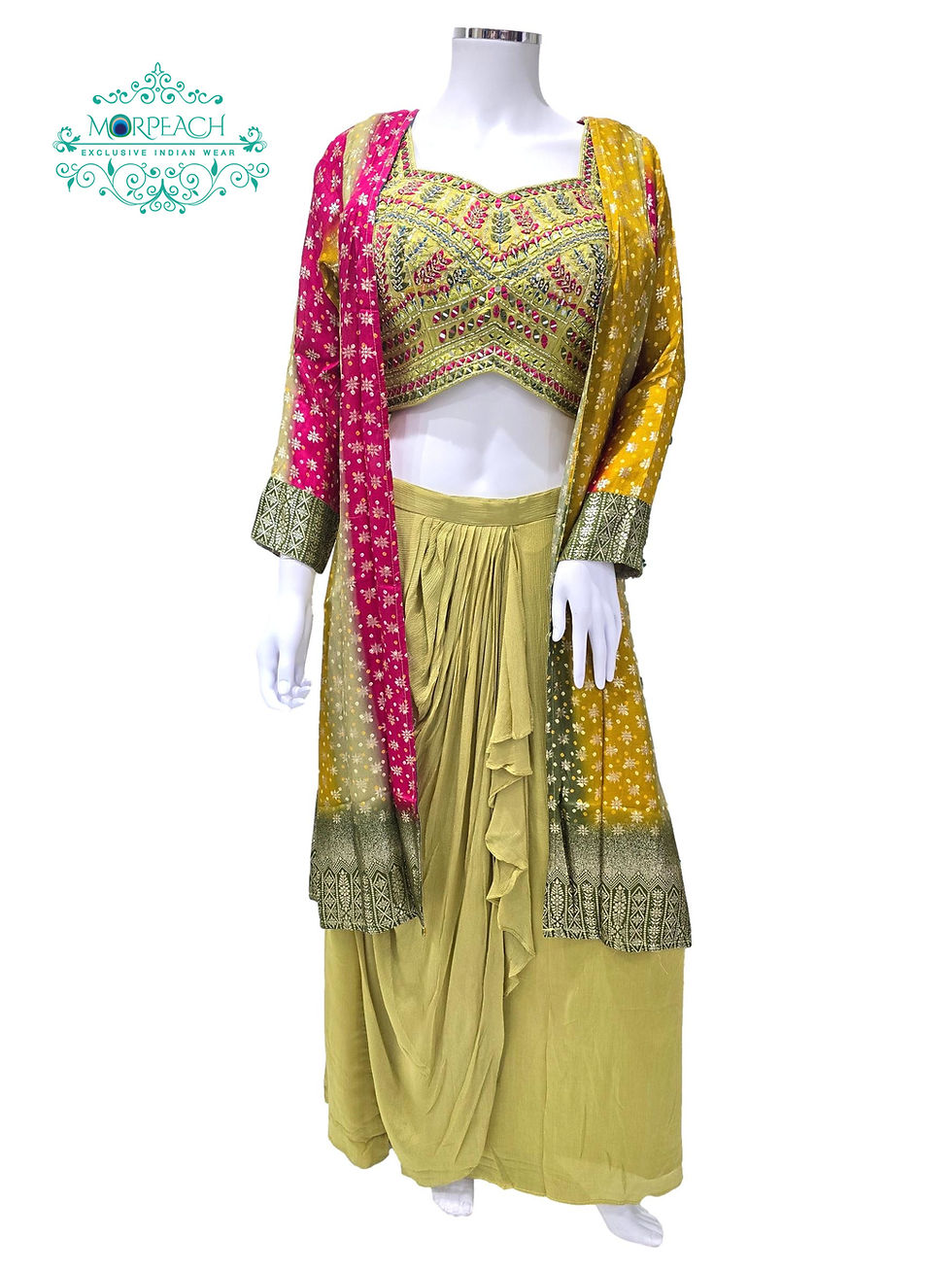 Thumbnail: Light Green Multi Colour Jacket Outfit (M)