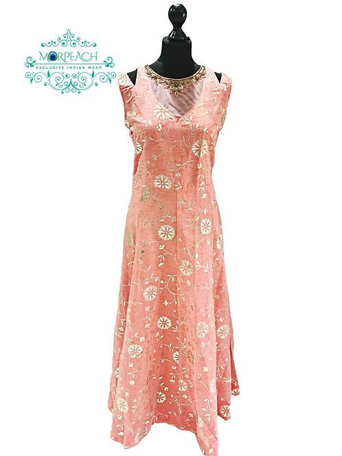 Peach and Gold Foil Print Kurti