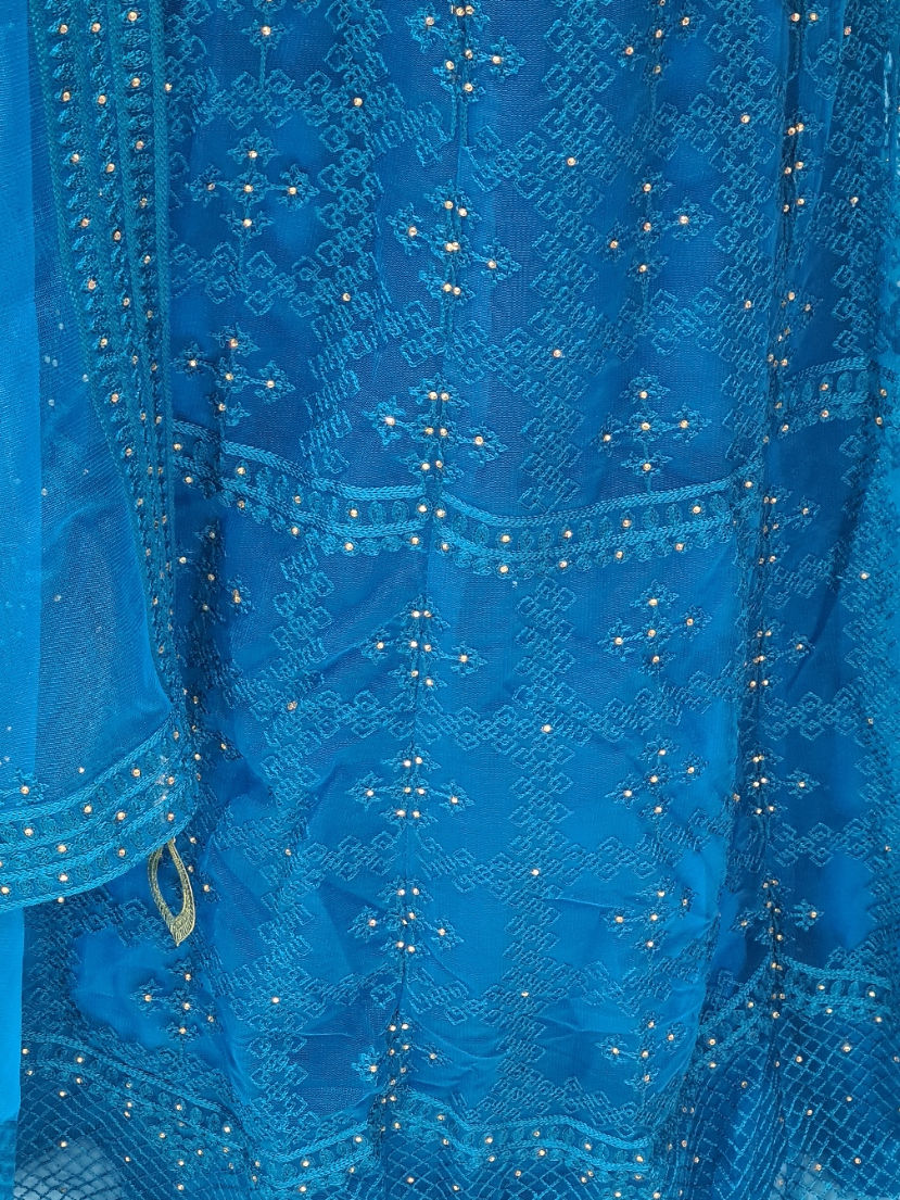 Thumbnail: Turquoise Blue Net Dress (3XL)