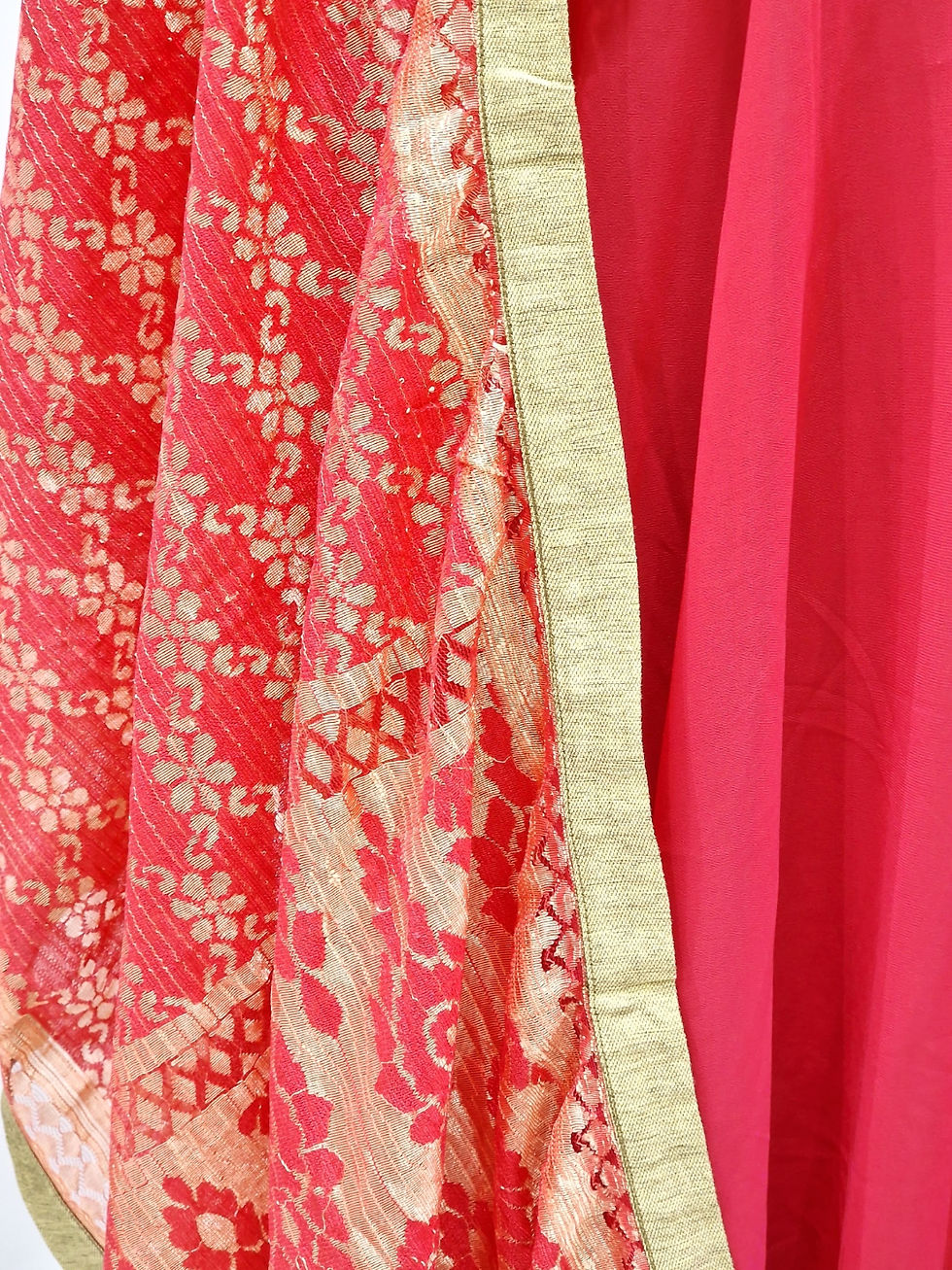 Thumbnail: Pinkish Red Mirrorwork Dress (2XL)